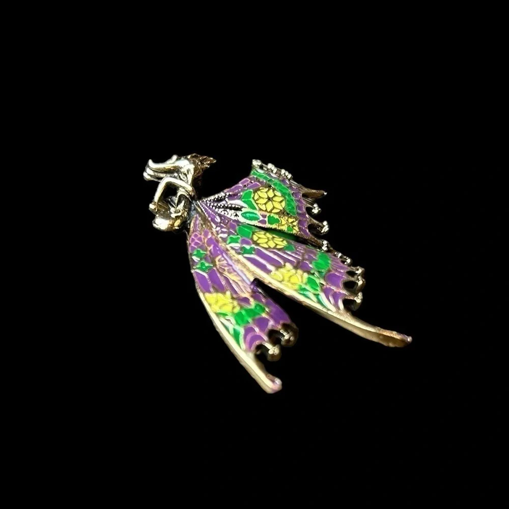 Fairy Brooch Kneeling Praying  Demential Colorful Wings Feminine Fairycore Pin